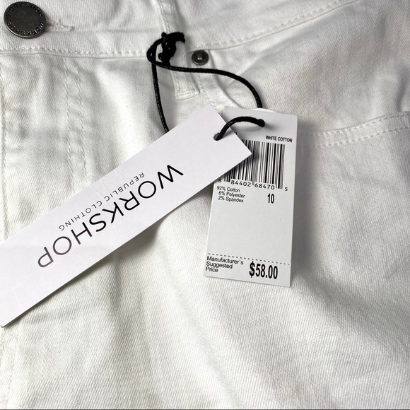 NWT Workshop White Raw Hem Cuffed Cropped Jeans - Picture 6 of 7